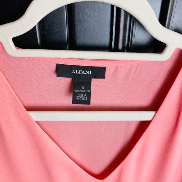 Alfani Blush Pink V-neck Draped Sleeve Blouse Top - Picture 2 of 5